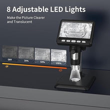 Load image into Gallery viewer, Microscope, LCD Digital Coin Microscope 1000x, 1080P Coin Magnifier,Microscope for Adult with 8 Adjustable LED Lights, PC View, Compatible with MacOS Windows