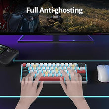 Load image into Gallery viewer, surmen 60% Mechanical Gaming Keyboard with Linear Red Switch, Wired Mini Compact Keyboard 60 Percent Backlit for Laptop Desktop PC Gamers ?61 White-Ice Blue?