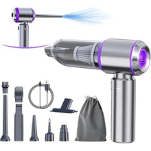 Load image into Gallery viewer, Car Vacuum Portable Cordless 20000PA High power Mini Vacuum Cleaner 4-in-1 Compressed Air Duster & Air Blower & Pump Hand Held Vacuum with Brushless Motor for Car, Home, Office,Camping (Purple)