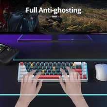 Load image into Gallery viewer, surmen 65% Mechanical Gaming Keyboard with Linear Red Switch, Wired Mini Compact Keyboard 60 Percent Backlit for Laptop Desktop PC Gamers?68 Black-Ice Blue?