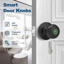 Load image into Gallery viewer, GeekTale Fingerprint Door Lock, Smart Lock Door Knob with App, Biometric Door Lock, Thumbprint Door Knob, Smart Fingerprint Door Knob for Bedroom, Office, Apartment