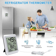 Load image into Gallery viewer, Urageuxy Refrigerator Thermometer, Waterproof Digital Fridge Freezer Room Thermometer Wired with Large LCD Display and Max/Min Record Function
