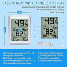 Load image into Gallery viewer, Urageuxy Refrigerator Thermometer, Waterproof Digital Fridge Freezer Room Thermometer Wired with Large LCD Display and Max/Min Record Function