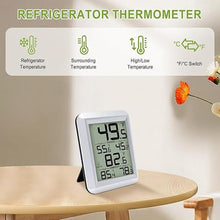 Load image into Gallery viewer, Refrigerator Thermometer, Urageuxy Fridge and Freezer Temperature Monitoring, Digital Freezer Room Thermometer with Magnetic Back