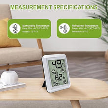 Load image into Gallery viewer, Refrigerator Thermometer, Urageuxy Fridge and Freezer Temperature Monitoring, Digital Freezer Room Thermometer with Magnetic Back