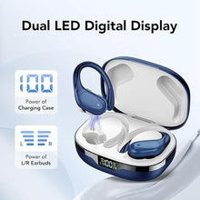 Load image into Gallery viewer, Ear buds Wireless Earbuds Bluetooth 5.3 Headphones 60hrs Playtime with Digital Display Sports Wireless Headphones with Earhook Deep Bass IPX7 Waterproof Over-Ear Earbuds for Android iOS Workout Blue