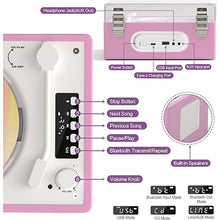 Load image into Gallery viewer, Retro Bluetooth Portable CD Player with Speakers, Rechargeable Battery, LED Display - Compact Boombox with Headphone Jack/AUX/USB Playback, Hi-Fi Sound - Gift Purple Music Player for Women