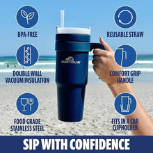 Load image into Gallery viewer, SUN NINJA 40oz Leakproof Insulated Tumbler with Lid and Straw, Stainless Steel with Handle, BPA-FREE Lid and Straw, Food Grade Travel and Outdoor 40 oz Coffee Jug for Hot & Cold Drinks