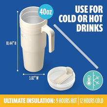 Load image into Gallery viewer, SUN NINJA 40oz Leakproof Insulated Tumbler with Lid and Straw, Stainless Steel with Handle, BPA-FREE Lid and Straw, Food Grade Travel and Outdoor 40 oz Coffee Jug for Hot & Cold Drinks