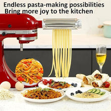 Load image into Gallery viewer, Pasta Maker Attachment 3 in 1 Set for KitchenAid Mixers Plus Hub Knob Screw Accessory Included Dough Sheet Roller, Spaghetti & Fettuccine Cutters and Cleaning Brush