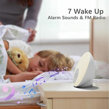 Load image into Gallery viewer, ANTDALIS Sunrise Alarm Clocks White Noise Sound Machine with 26 Soothing Sounds, 7 Night Lights, Wake Up Light Alarm Clock for Bedrooms, Heavy Sleepers, Baby, Kids, Dual Alarms, Sleep Timer, Snooze