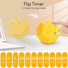 Load image into Gallery viewer, Mini 12 Sided Cube Timer, 11 Preset Times Pomodoro Timer for Enhanced Productivity. Ideal for ADHD Management, Workout, Study & Kitchen Cooking. Easy to Use (Yellow)