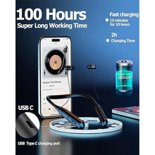 Load image into Gallery viewer, ZXQ Neckband Bluetooth Headphones,100 Hours Long Playtime Wireless Earphone, Around The Neck Wireless Earbuds,Waterproof Sweatproof for Sport Over Neck Magnetic Ear Buds Headset(Black)