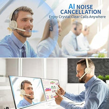 Load image into Gallery viewer, Wireless Headset with Mic for Work, Bluetooth Headset with AI Noise Cancelling Microphone & Charging Base, 2.4GHz Wireless Headphones with USB Dongle for Computer/Remote Work/Call Center/Zoom