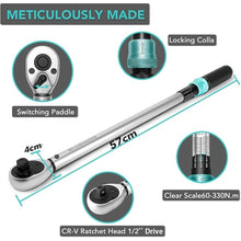 Load image into Gallery viewer, Heavy-Duty 60-330NM 8PCS 1/2" Sq Drive Click Torque Wrench Set Dual-Direction Adjustable Car Wheel Torque Wrench (17mm,19mm,21mm,24mm)