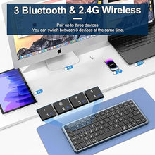 Load image into Gallery viewer, 2.4G Wireless Keyboard, Ultra Slim Dual Bluetooth Keyboard with Media Hotkeys for Mac/iPad/iPhone/Computer/PC/Desktop/Laptop/Surface and Apple/Windows/Android Rechargeable, Grey