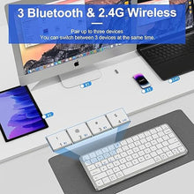 Load image into Gallery viewer, 2.4G Wireless Keyboard, Ultra Slim Dual Bluetooth Keyboard with Media Hotkeys for Mac/iPad/iPhone/Computer/PC/Desktop/Laptop/Surface and Apple/Windows/Android Rechargeable, Silver