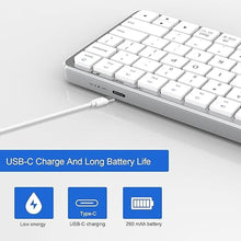 Load image into Gallery viewer, 2.4G Wireless Keyboard, Ultra Slim Dual Bluetooth Keyboard with Media Hotkeys for Mac/iPad/iPhone/Computer/PC/Desktop/Laptop/Surface and Apple/Windows/Android Rechargeable, Silver