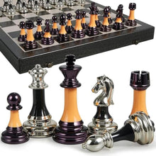 Load image into Gallery viewer, BIVOMON Chess Set 16" Wooden Foldable Black White Chess Board 3.5" Luxury Weighted Acrylic Chess Pieces with Storage Slots for Adults Children Gift Large
