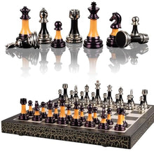 Load image into Gallery viewer, BIVOMON Chess Set 16" Wooden Foldable Black White Chess Board 3.5" Luxury Weighted Acrylic Chess Pieces with Storage Slots for Adults Children Gift Large