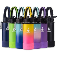 Load image into Gallery viewer, Farsea Insulated Water Bottle With Paracord Handle, Protective Boot and 2 Lids (Straw Lid & Spout Lid), Stainless Steel Water Bottle Wide Mouth, Double Wall Sweat-Proof BPA-Free, 18 oz