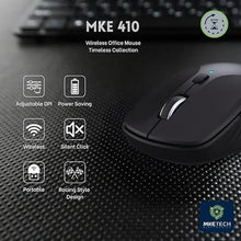 Load image into Gallery viewer, MKE 410 Wireless Computer Mouse- Small Compact Mouse with 2.4G, Adjustable DPI, Lighweight, Battery-Operated (Battery is not Included), Black