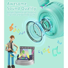 Load image into Gallery viewer, Kids Headphones with LED Lights for School, Upgrade USB Type C Kid Headphone with Microphone, Volume Limiter 85/94dB, Wired On Ear Headphones for Boys/Girls/Tablet/Travel -Green