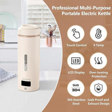 Load image into Gallery viewer, Travel Kettle 16oz/450ml Mini Portable Electric Kettle with 4 Temperature Settings, Plug in 304 Stainless Steel Mini Travel Electric Kettle with Auto Shut-off (Beige)