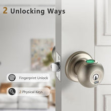 Load image into Gallery viewer, Fingerprint Door Lock, Smart Fingerprint Door Knob with Lock, Biometric Door Lock, Keyless Thumbprint Entry Door Lock for Bedrooms, Hotels, Apartments, Offices and Garages