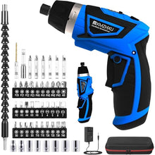 Load image into Gallery viewer, Cordless Screwdriver, 8V Max 10Nm Electric Power Screwdriver with 47 Accessories, 6+1 Torque, Pivoting Handle, 2000mah Rechargeable Screw Gun & Bit Set with LED Light, Flexible Shaft