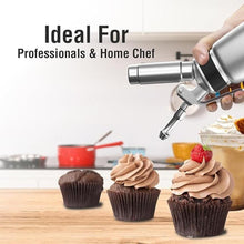 Load image into Gallery viewer, Whipped Cream Dispenser,Aluminum 500ml Whipped Cream Maker,3 Decorating Nozzles,1 Brush,1 Storage Bag,withou N2O Chargers,Sliver