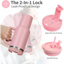 Load image into Gallery viewer, 40oz Tumbler with Handle,Double Wall Vacuum Reusable Stainless Steel Insulated Water Bottle,With Leak Proof lid and Straw for Iced or Cold Beverages (light pink)
