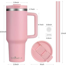 Load image into Gallery viewer, 40oz Tumbler with Handle,Double Wall Vacuum Reusable Stainless Steel Insulated Water Bottle,With Leak Proof lid and Straw for Iced or Cold Beverages (light pink)