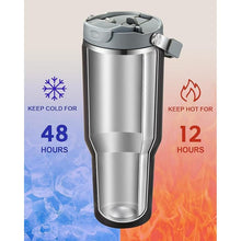 Load image into Gallery viewer, Gpeng 30 oz Tumbler with Handle, Water Bottles with Straw Lid, Insulated Stainless Steel Travel Mug Cup Holder Friendly, Keep Drinks Cold or Hot for 48+ Hours