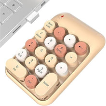 Load image into Gallery viewer, Wireless Number Pads, Cute Colorful Numeric Keypad Numpad Portable 2.4 GHz Financial Accounting Number Keyboard Extensions, 18 Key Number Numpad for Laptop Desktop, PC (Cream)