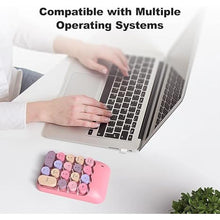 Load image into Gallery viewer, Wireless Number Pads, Cute Colorful Numeric Keypad Numpad Portable 2.4 GHz Financial Accounting Number Keyboard Extensions, 18 Key Number Numpad for Laptop Desktop, PC (Pink)