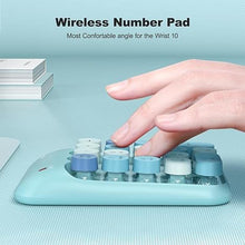 Load image into Gallery viewer, Wireless Number Pads, Cute Colorful Numeric Keypad Numpad Portable 2.4 GHz Financial Accounting Number Keyboard Extensions, 18 Key Number Numpad for Laptop Desktop, PC (Blue)