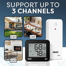 Load image into Gallery viewer, OBET Indoor Outdoor Thermometer Wireless Outdoor Thermometer Digital Thermometer Gauge 500Ft Remote Temperature Monitor for House Home Room Patio B61-Black