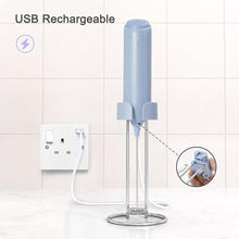 Load image into Gallery viewer, Powerful Electric Milk Frother Set, Rechargeable Drink Blender with Stand/Base, Foam Maker Mixer, Handheld Milk Frother for Coffee, Cappuccino, Latte, Matcha, Protein Powder -Blue