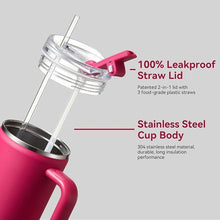 Load image into Gallery viewer, Gpeng 30 oz Tumbler with Handle, Water Bottles with Straw Lid, Insulated Stainless Steel Travel Mug Cup Holder Friendly, Keep Drinks Cold or Hot for Hours
