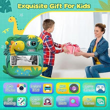 Load image into Gallery viewer, Kids Camera Instant Print, CAMCLID 2.4 Inch Screen Camera for Kids Dinosaur Children Digital Camera with 32GB Card & 3 Rolls Paper, Christmas Birthday Gift Toys for Boys Girls 3-12 Age (Green)