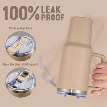 Load image into Gallery viewer, 40 oz Tumbler with Handle and Straw Lid,Insulated Reusable Stainless Steel Water Bottle Travel Mug?Cupholder Friendly Double Wall Vacuum Sealed Cup (Mocha)