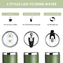 Load image into Gallery viewer, HYDROWION Triple-Insulated Tumblers - Stainless Steel with Lid and Straw, 20 oz Water Bottle, Stainless Steel Cups, Coffee Travel Mug for Home & Office Violet