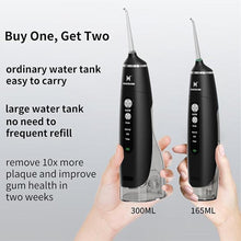 Load image into Gallery viewer, Water Flosser Equipped with Two Water Tanks for Home and Travel,3 Modes Dental Oral Irrigator,Portable,IPX7 Waterproof,Powerful Battery Life, Water Dental Flossers for Teeth (Black)
