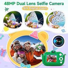 Load image into Gallery viewer, Kids Camera Boys Toys for 3 4 5 6 7 8 9 Years Old Boys, 48MP Dual Lens Kids Digital Camera Toddler Camera Christmas Birthday Gifts, 1080P HD Video Selfie Camera with 32G SD Card