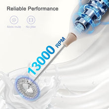Load image into Gallery viewer, Powerful Electric Milk Frother Set, Rechargeable Drink Blender with Stand/Base, Foam Maker Mixer, Handheld Milk Frother for Coffee, Cappuccino, Latte, Matcha, Protein Powder - White