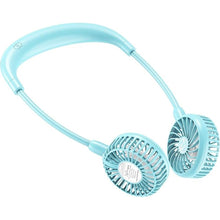 Load image into Gallery viewer, PANERGY Portable Neck Fan, Battery powered Rechargeable Fan,Hand Free Personal Fan, Adjustable, Wearable Fan for Travel Sport Work Women Kids (Blue)