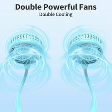 Load image into Gallery viewer, PANERGY Portable Neck Fan, Battery powered Rechargeable Fan,Hand Free Personal Fan, Adjustable, Wearable Fan for Travel Sport Work Women Kids (Blue)