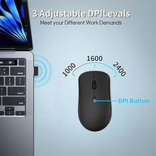 Load image into Gallery viewer, Wireless Mouse for Chromebook, Laptop, PC, MacBook, Slim Portable Optical Computer Mouse with USB Mini Receiver, Quiet Click, 2400 DPI, 2.4GHz Cordless Silent Travel Mobile mice - Black