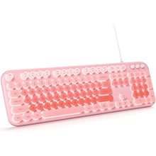 Load image into Gallery viewer, Wired Keyboard with Backlit, Light Up Computer Keyboards with Multimedia Keys, Full Size Wired Keyboard with Illuminated LED, Plug and Play, Anti-Wear Letters for Laptop, Desktop- Pink Colorful